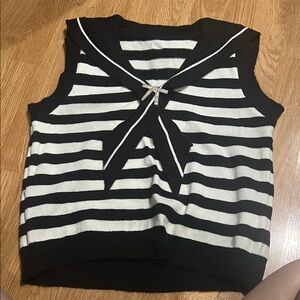 Elegant Black and White Striped Women's Blouse